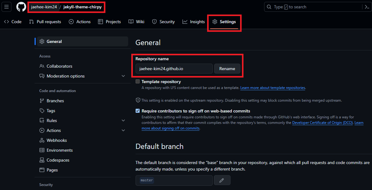Jekyll Chirpy 테마 Github 블로그 개설하기(2024.06 기준)-1 | Jaehee-Kim